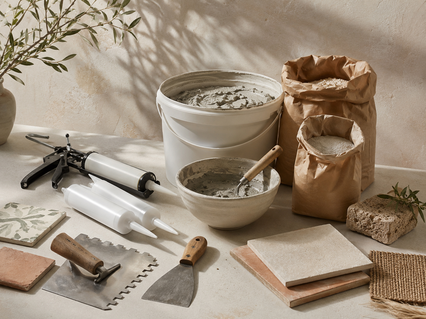 Adhesivos saludables Biogar en obra con materiales minerales y baja emisión