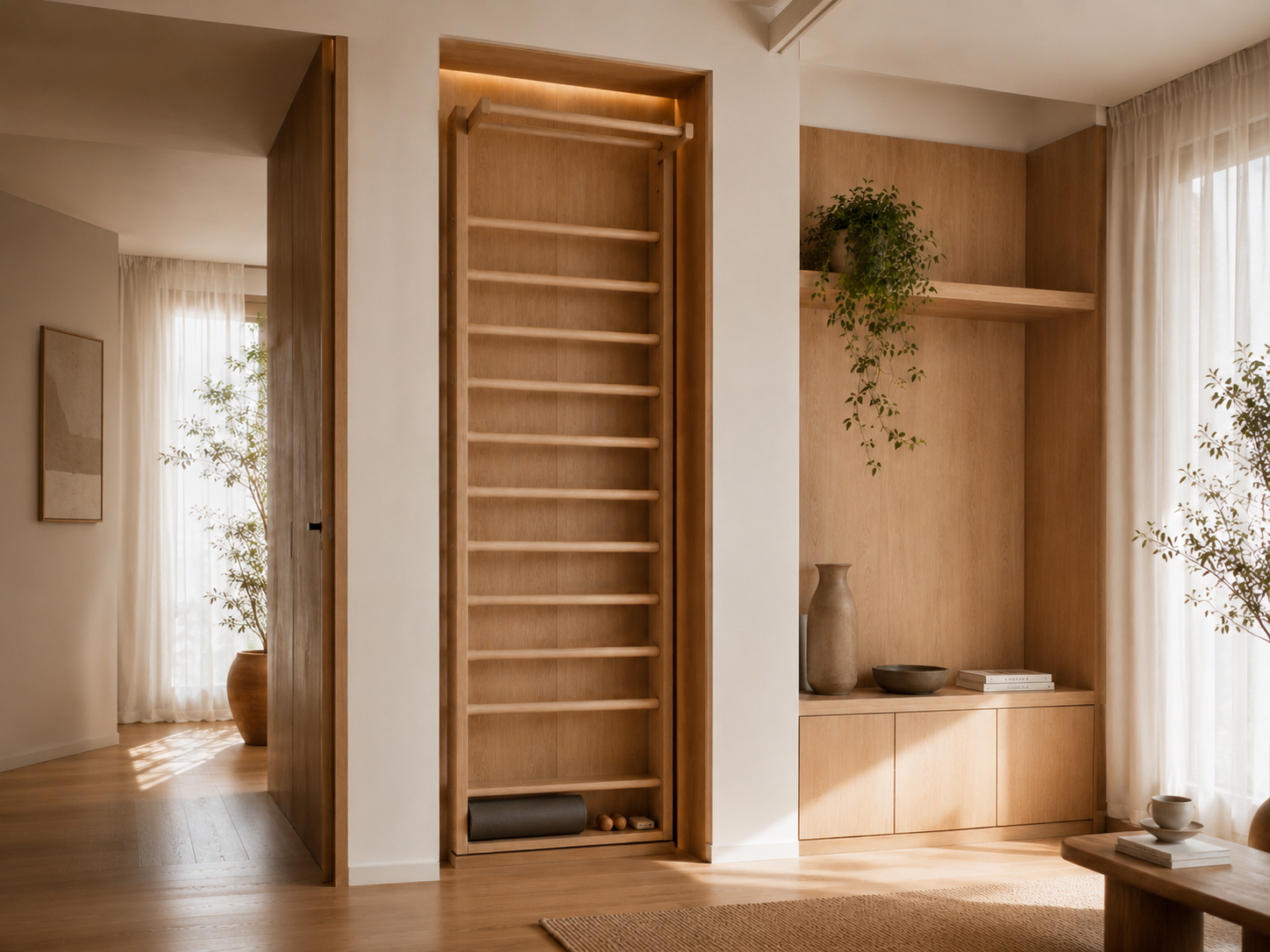Deporte en casa Biogar con espacio de movimiento integrado en vivienda saludable
