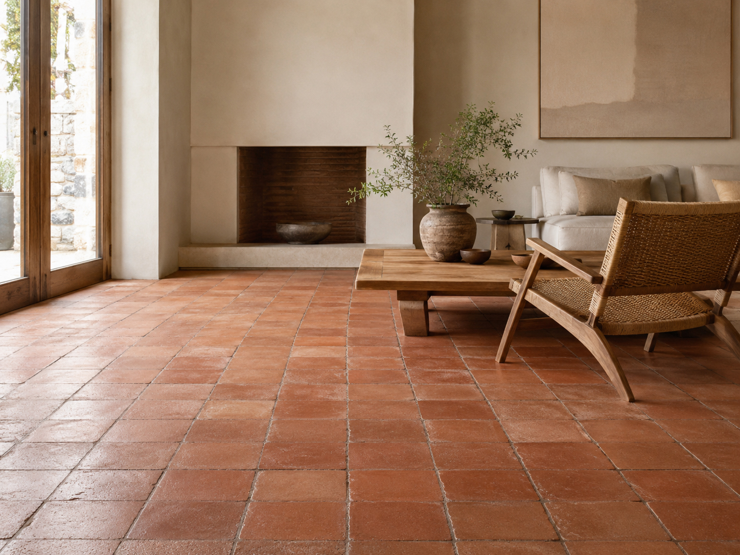 Detalle de suelo saludable Biogar con madera natural o material mineral